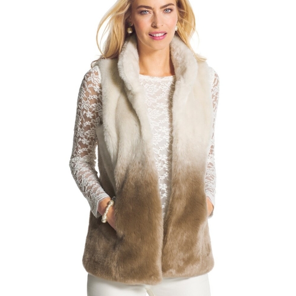 Chicos Hombre Faux Fur Vest Size 2 